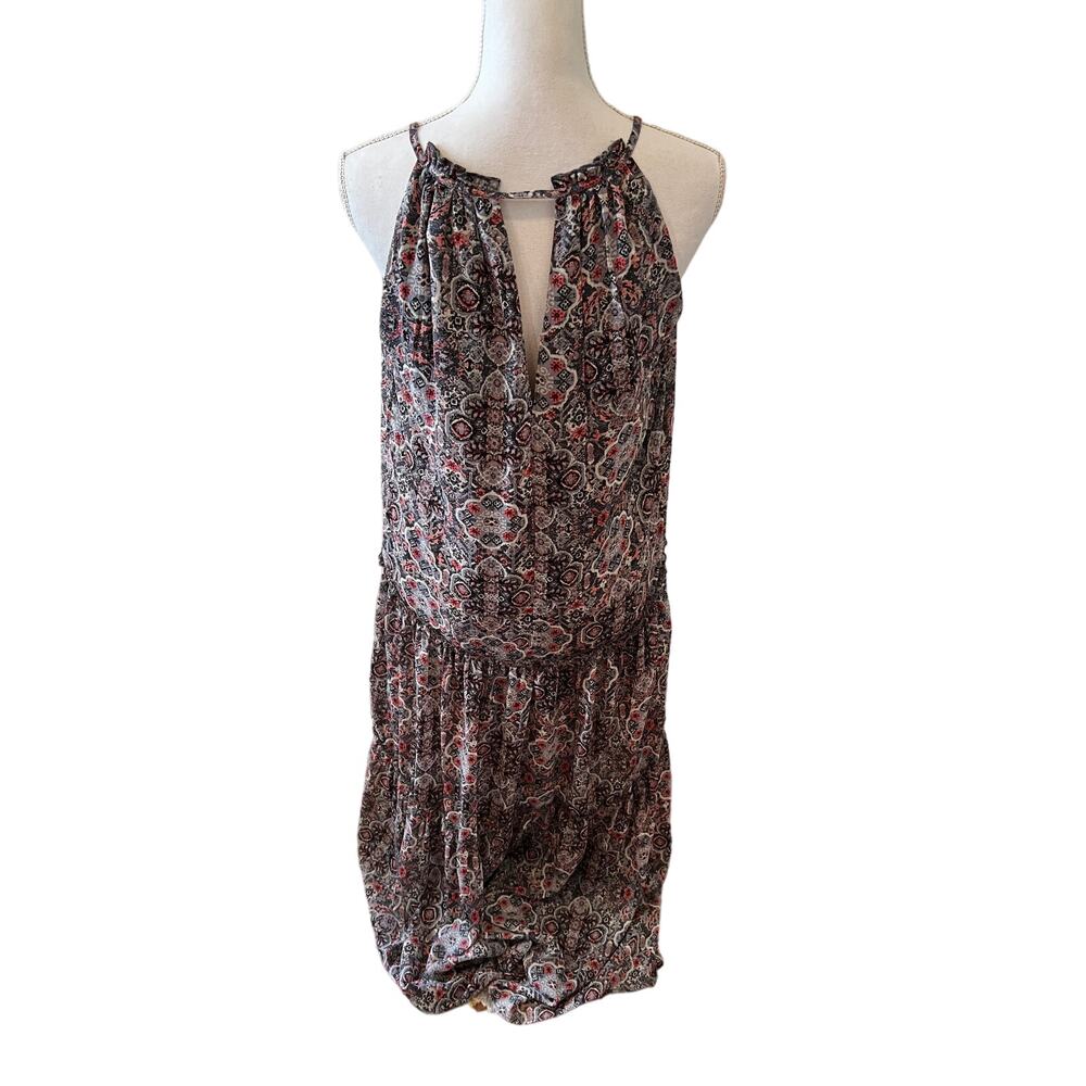 Anthropologie Drew Naomi Tiered Chiffon Maxi Dress Blue Print M